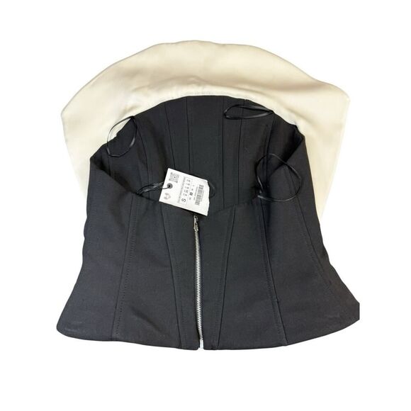NWT ZARA Black White Sculptural Bustier Corset Top Size Small Avant-Garde - Picture 8 of 11